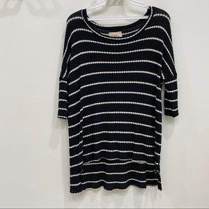 Chaser black and white striped half sleeve top